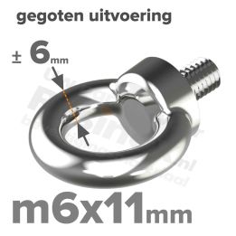 Oogbout M6 art. 580 RVS A2 | rvsinox.nl