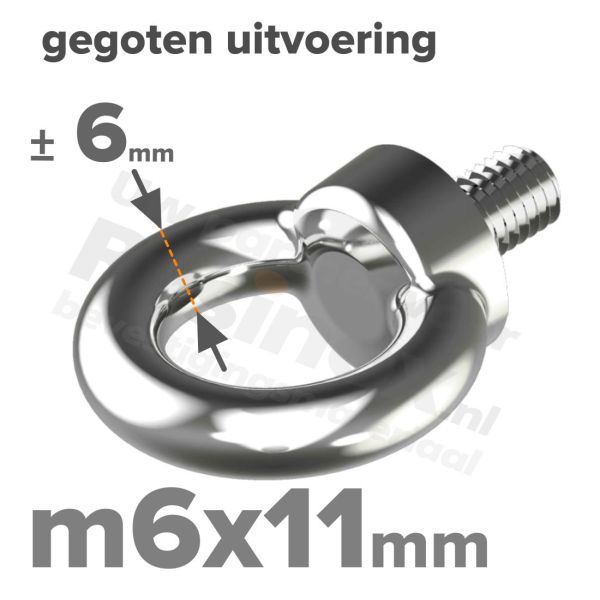 Oogbout M6 art. 580 RVS A2 | rvsinox.nl