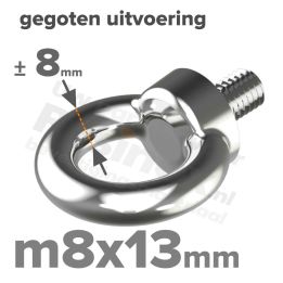 Oogbout M8 art. 580 RVS A2 | rvsinox.nl