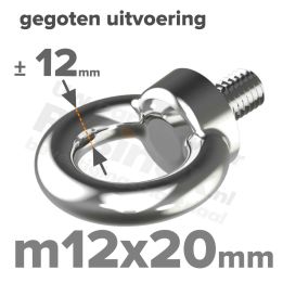 Oogbout M12 art. 580 RVS A2 | rvsinox.nl