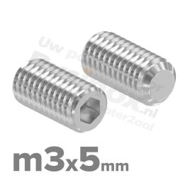 RVS stelschroef M3x5 ISO 4026 (DIN 913) A2