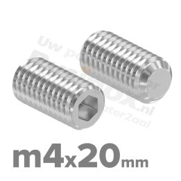 RVS stelschroef M4x20 ISO 4026 (DIN 913) A2