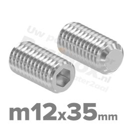 RVS stelschroef M12x35 ISO 4026 (DIN 913) A2