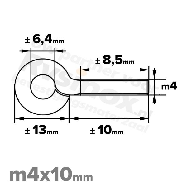 Rvs schroefoog m4x10 - Art. 9078 A2 | Rvsinox.nl