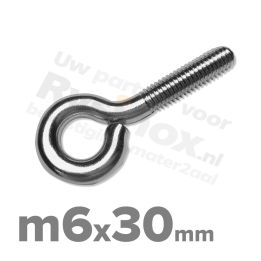 Rvs schroefoog m6x30 - Art. 9078 A2 | Rvsinox.nl