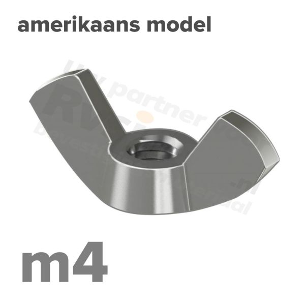 Vleugelmoer M4 Art. 315 RVS A2 | rvsinox.nl