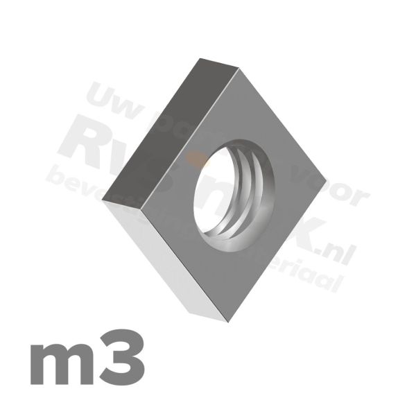 Vierkantmoer M3 DIN 562 RVS A2 | rvsinox.nl