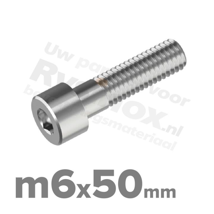 Inbusbout M6x50 DIN 912 / ISO 4762 - RVS A2 (Inox)