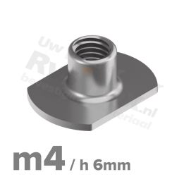 Rvs huls/aanlasmoer m4x h 6mm - art. 9060 A2 | Rvsinox.nl