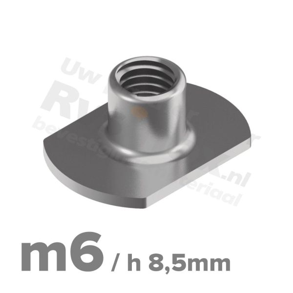 Rvs huls/aanlasmoer m6x h 8,5mm - art. 9060 A2 | Rvsinox.nl