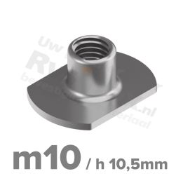Rvs huls/aanlasmoer m10x h 10,5mm - art. 9060 A2 | Rvsinox.nl