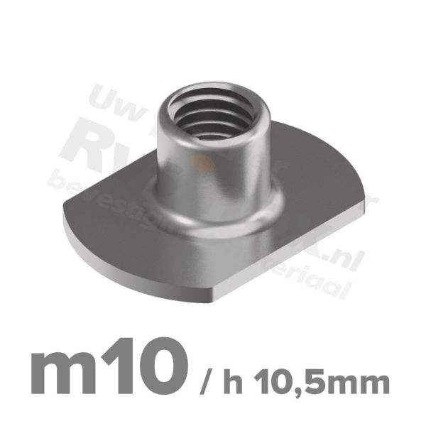 Rvs huls/aanlasmoer m10x h 10,5mm - art. 9060 A2 | Rvsinox.nl