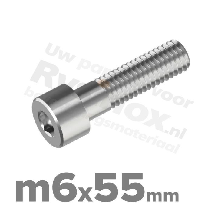 Inbusbout M6x55 DIN 912 / ISO 4762 - RVS A2 (Inox)