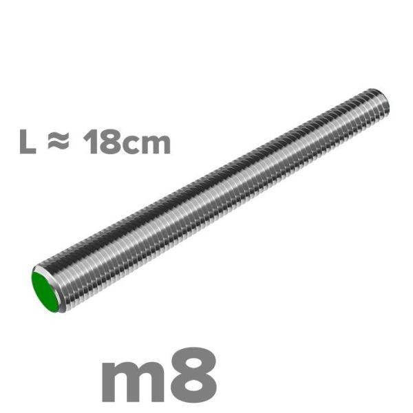 Rvs draadeind m8x180 - DIN 976 A2 | Rvsinox.nl