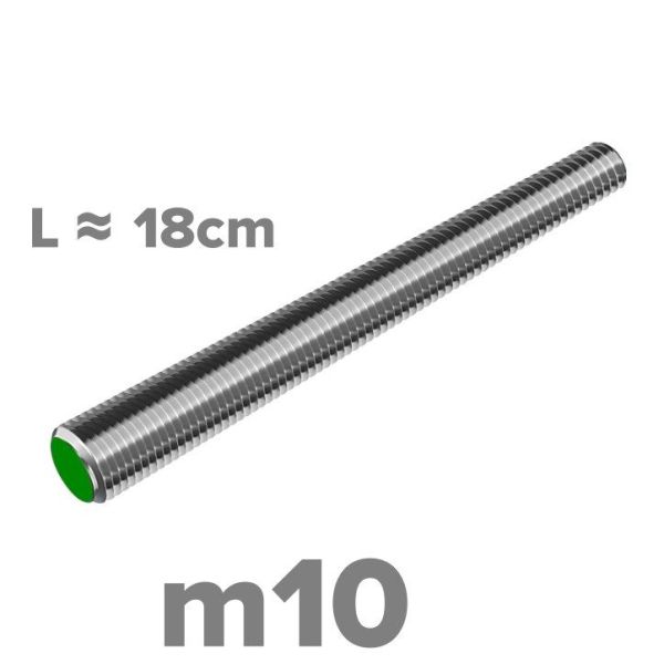 Rvs draadeind m10x180 - DIN 976 A2 | Rvsinox.nl