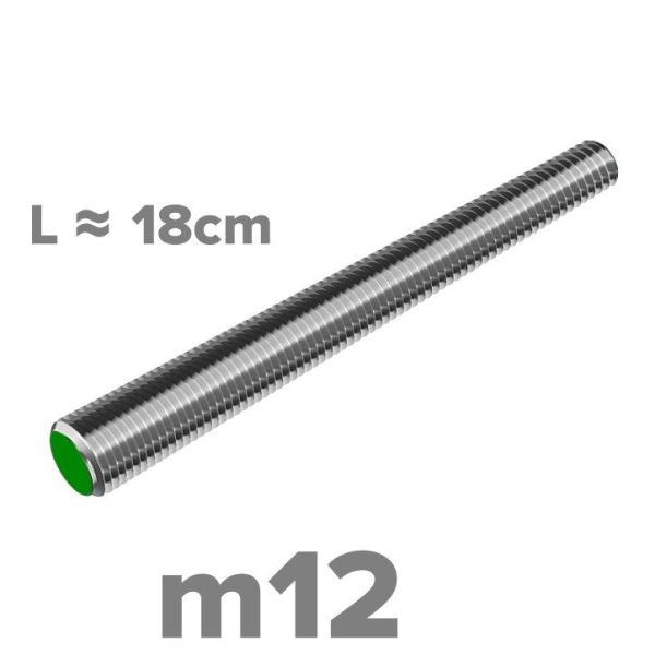 Rvs draadeind m12x180 - DIN 976 A2 | Rvsinox.nl