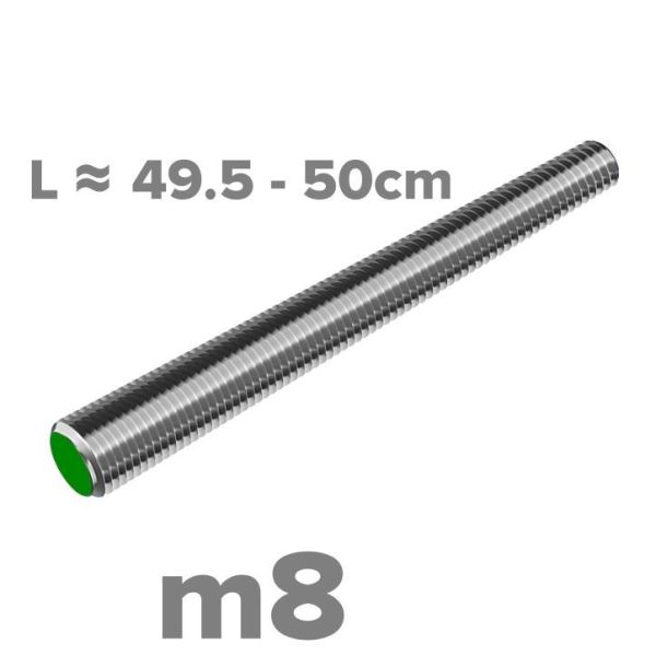 Rvs draadeind m8x500 - DIN 976 A2 | Rvsinox.nl