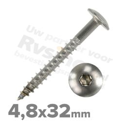 Rvs schroeven 4,8x32 - Art. 9086 A2 | Rvsinox.nl