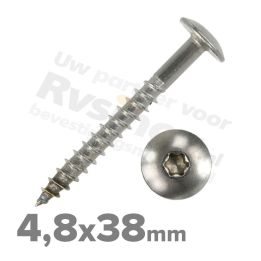 Rvs schroeven 4,8x38 - Art. 9086 A2 | Rvsinox.nl