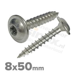Rvs tellerkopschroef 8x50 - Art. 9250 A2 | Rvsinox.nl