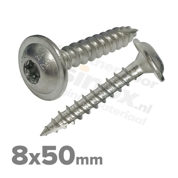 Rvs tellerkopschroef 8x50 - Art. 9250 A2 | Rvsinox.nl