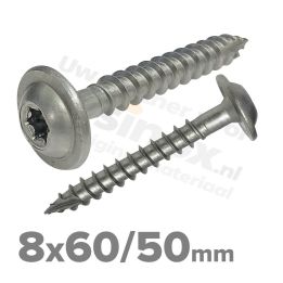 Rvs tellerkopschroef 8x60 - Art. 9250 A2 | Rvsinox.nl