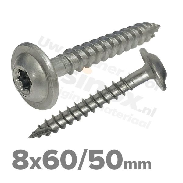 Rvs tellerkopschroef 8x60 - Art. 9250 A2 | Rvsinox.nl