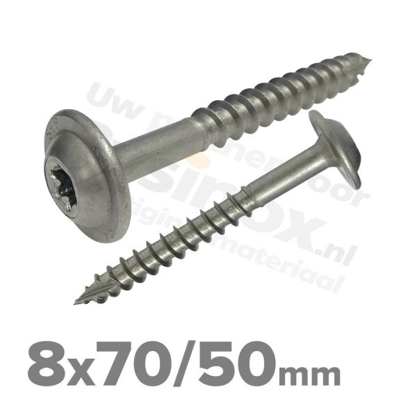 Rvs tellerkopschroef 8x70 - Art. 9250 A2 | Rvsinox.nl