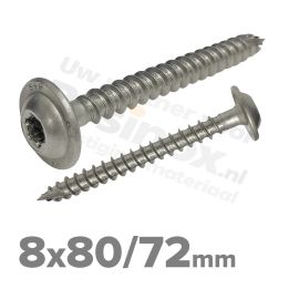 Rvs tellerkopschroef 8x80 - Art. 9250 A2 | Rvsinox.nl