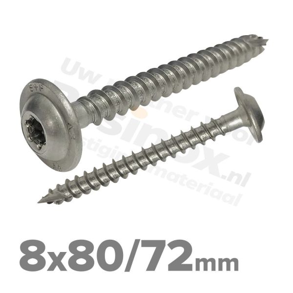 Rvs tellerkopschroef 8x80 - Art. 9250 A2 | Rvsinox.nl