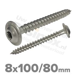 Rvs tellerkopschroef 8x100 - Art. 9250 A2 | Rvsinox.nl