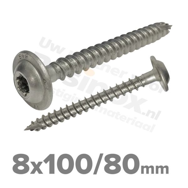 Rvs tellerkopschroef 8x100 - Art. 9250 A2 | Rvsinox.nl