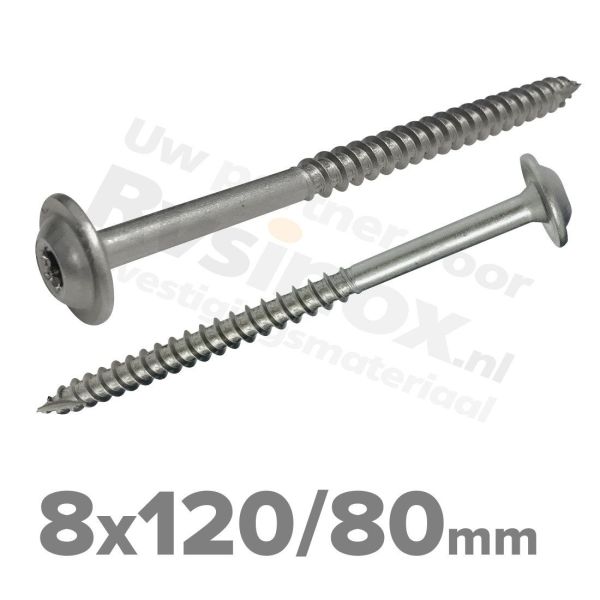 Rvs tellerkopschroef 8x120 - Art. 9250 A2 | Rvsinox.nl