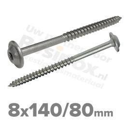 Rvs tellerkopschroef 8x140 - Art. 9250 A2 | Rvsinox.nl