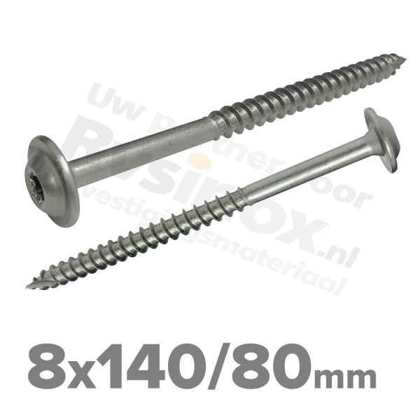 Rvs tellerkopschroef 8x140 - Art. 9250 A2 | Rvsinox.nl