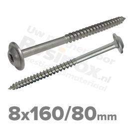 Rvs tellerkopschroef 8x160 - Art. 9250 A2 | Rvsinox.nl