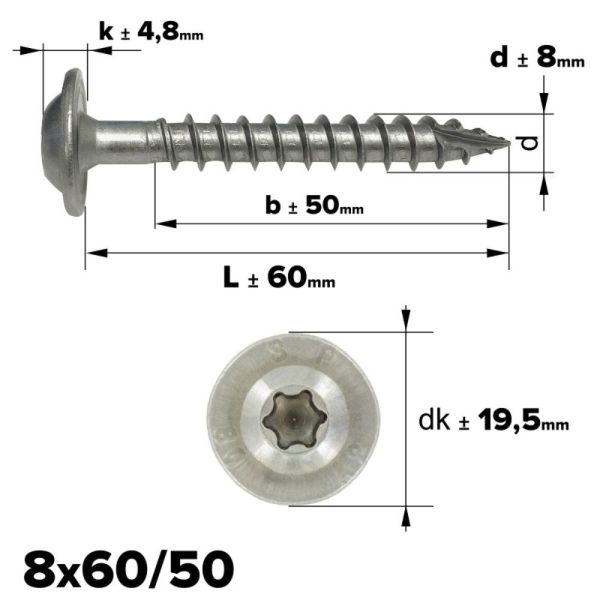 Rvs tellerkopschroef 8x60 - Art. 9250 A2 | Rvsinox.nl