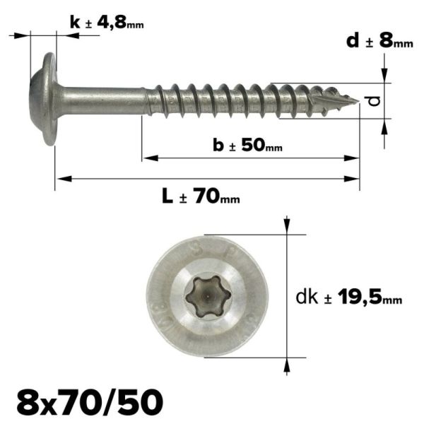 Rvs tellerkopschroef 8x70 - Art. 9250 A2 | Rvsinox.nl