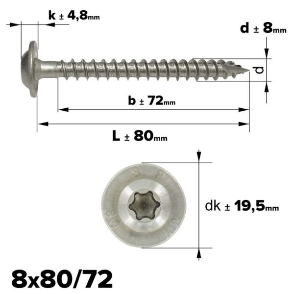 Rvs tellerkopschroef 8x80 - Art. 9250 A2 | Rvsinox.nl