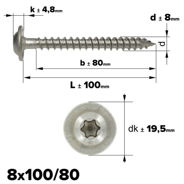 Rvs tellerkopschroef 8x100 - Art. 9250 A2 | Rvsinox.nl