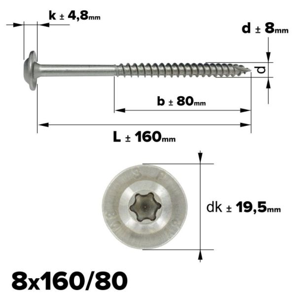 Rvs tellerkopschroef 8x160 - Art. 9250 A2 | Rvsinox.nl