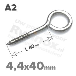 Rvs schroefoog 4,4x40mm - Art. 9079 A2 | Rvsinox.nl