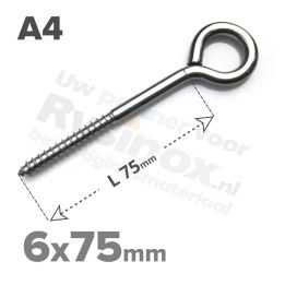 Rvs schroefoog 6x75mm - Art. 9079 A4 | Rvsinox.nl