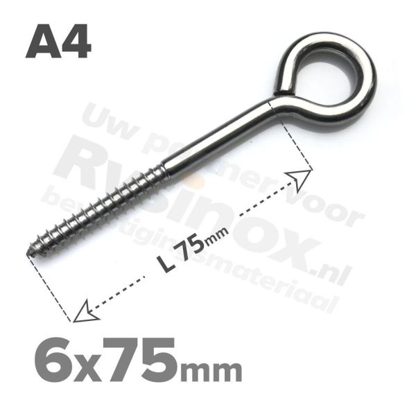 Rvs schroefoog 6x75mm - Art. 9079 A4 | Rvsinox.nl