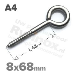 Rvs schroefoog 8x68mm - Art. 9079 A4 | Rvsinox.nl