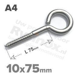 Rvs schroefoog 10x75mm - Art. 9079 A4 | Rvsinox.nl