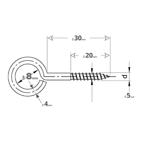 Rvs schroefoog 4x30mm - Art. 9079 A2 | Rvsinox.nl