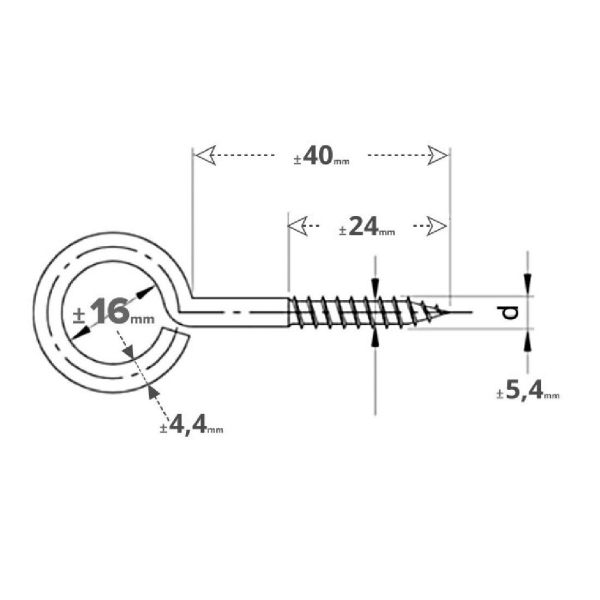 Rvs schroefoog 4,4x40mm - Art. 9079 A2 | Rvsinox.nl