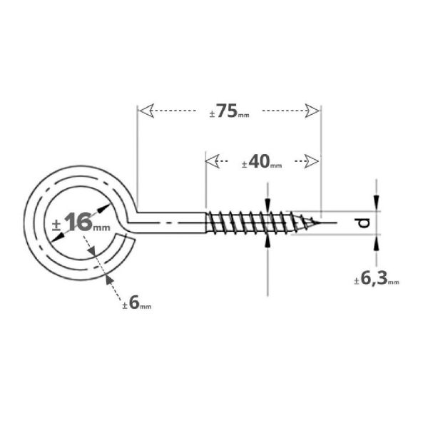 Rvs schroefoog 6x75mm - Art. 9079 A4 | Rvsinox.nl