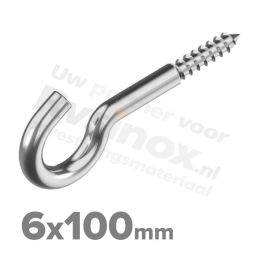 Rvs schroefhaak 6x100mm - Art. 9080 A2 | Rvsinox.nl